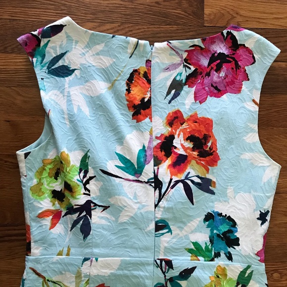 Adrianna Papell Sleeveless V-Neck Draped Front Floral Dress Size 10 - Picture 4 of 11